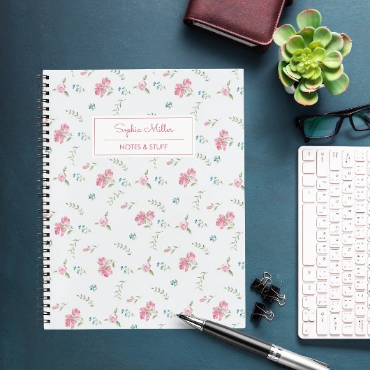 Vintage Rosenrosen Monogramm Ihr Name Notizblock