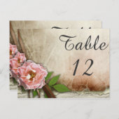 Vintage Rosenstrahlen Hochzeitskarte Tischnummer (Vorne/Hinten)