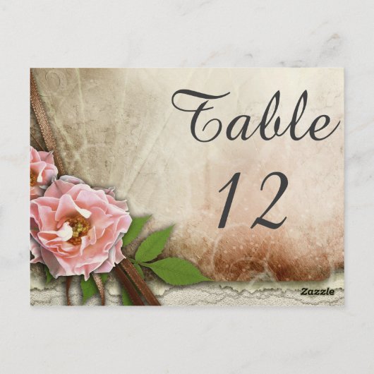 Vintage Rosenstrahlen Hochzeitskarte Tischnummer (Rückseite)