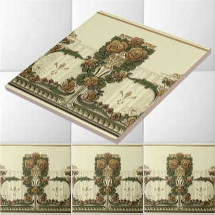 Vintage-Rosenstrauch im Art Nouveau-Stil von 1914 Fliese