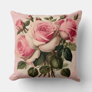 Vintage-Rosenstrauß in Rosa Kissen
