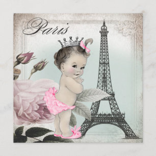Vintage-Rosenturm Paris Baby Shower Einladung