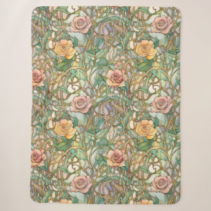 Vintage rosérote Rosen Art Nouveau Muster Sherpadecke
