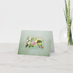 Vintage Roses and Damask Note Card Karte