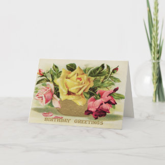 Vintage Roses Birthday Karte