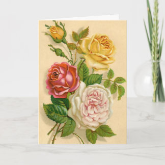 Vintage Roses, German Birthday Karte