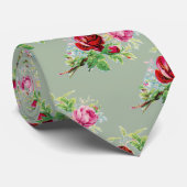 vintage roses in dusty  sage  green  krawatte (Gerollt)