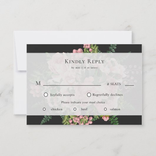 Vintage roses romantic RSVP karte (Vorderseite)
