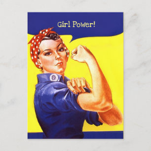 Vintage Rosie the Riveter Mädchenpower personalisi Feiertagspostkarte