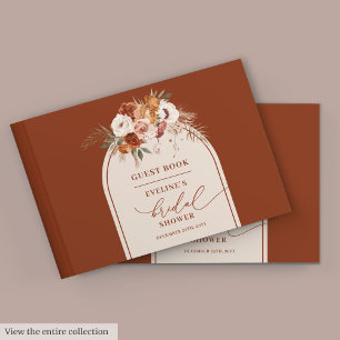 Vintage Rost Pampas Boho Brautparty Gästebuch