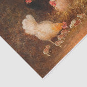 Vintage Roster-, Hühner- und Hühnermalerei Seidenpapier (Ausschnitt)