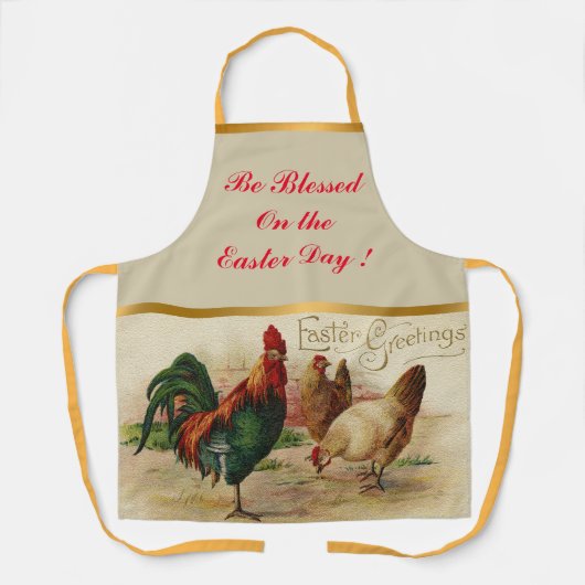 Vintage Röster und Hühner Ostern Schürze (Vorderseite)