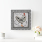 Vintage Roster-Wanduhr in Grau & Creme Quadratische Wanduhr (Zuhause)