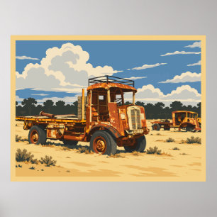 Vintage rostiger Lastwagen Sturt Stony Desert Poster