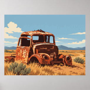 Vintage-Rostiger LKW Coober Pedy Poster