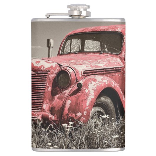 Vintage-Rostrote-LKW-Flasche Flachmann (Vorderseite)