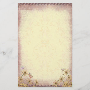 Vintage Rosy Brown Floral Wedding Briefpapier