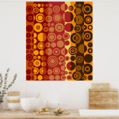 Vintage Rot-Gelb-Braun-Fünftel Abstrakte Kunst Poster (Küche)