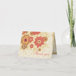 Vintage Rot-Gold Mohn Blume Hochzeit danke