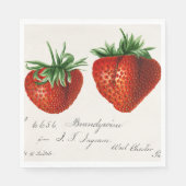 Vintage Rot-Grün-Erdbeerkunst Serviette (Vorderseite)