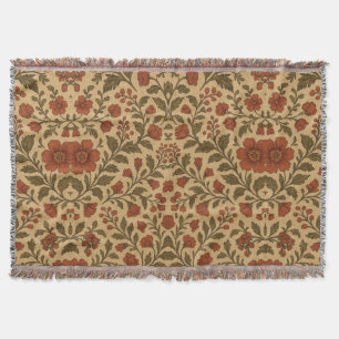 Vintage Rot Grün Floral  Decke