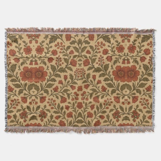 Vintage Rot Grün Floral Decke (Vorderseite)