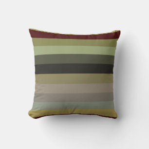 Vintage Rot, Khaki und Olive horizontale Streifen Kissen