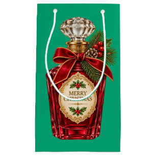 Vintage-Rot-Rubinpfefflüschflasche Frohe Weihnacht Kleine Geschenktüte