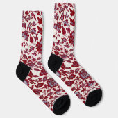 Vintage Rot- und Blütensocken Socken (Rechts)