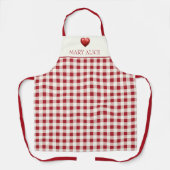 Vintage Rot und Creme Gingham mit Herz Schürze (Vorderseite)