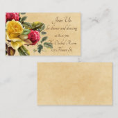 Vintage Rot- und Gelbrosen Empfang Begleitkarte (Vorne/Hinten)