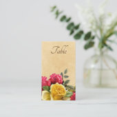 Vintage Rot- und Gelbrosen Platzkarte (Stehend Vorderseite)
