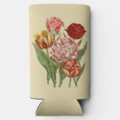 Vintage Rot- und Goldtulpen auf Creme Selters Dosenkühler (Rückseite)