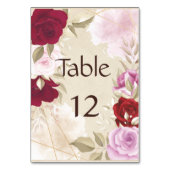 Vintage Rot- und Rosenrahmen Tischnummer (Rückseite)