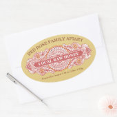 Vintage Rot- und Rosette-Honey-Aufkleber Ovaler Aufkleber (Umschlag)