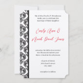 Vintage Rot- und Schwarzdamasehe Einladung (Vorderseite)