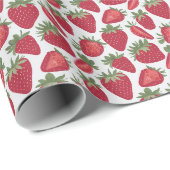 Vintage Rot- und WeißErdbeeren Geschenkpapier (Rolleneckpunkt)