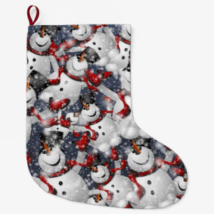 Vintage Rot Weiß Aquarell Klassiker Großer Weihnachtsstrumpf
