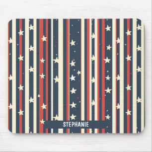 Vintage Rot, Weiß & Blau mit Sternen (2) Mousepad