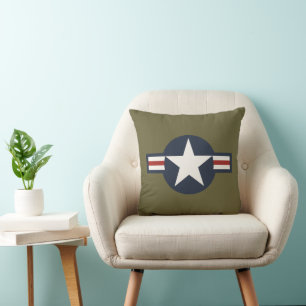 Vintage Rot Weiß Blau USAAF Insignien Sternbalken Kissen