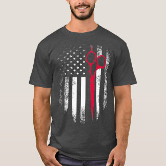 Vintage-Rot-Weiß-Schere Amerikanische Flagge Barbi T-Shirt