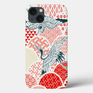 Vintage Rot Weiß Vogel Japanischer Kimono Floral Case-Mate iPhone Hülle