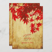 Vintage Rote Ahorn-Blätter/Herbsteinladungen Einladung (Vorne/Hinten)