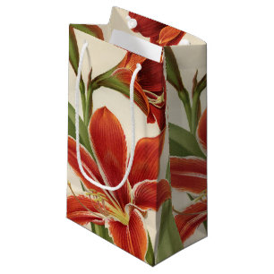 Vintage rote Amaryllis-Weihnachtsgeschenk-Tasche Kleine Geschenktüte