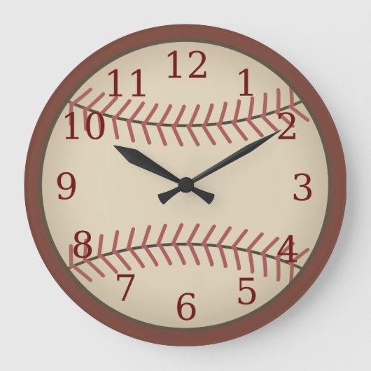 Vintage rote Baseballuhr Große Wanduhr (Vorderseite)