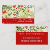 Vintage rote Blume Olivgrün Visitenkarte (Vorne/Hinten)