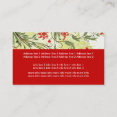 Vintage rote Blume Olivgrün Visitenkarte (Rückseite)
