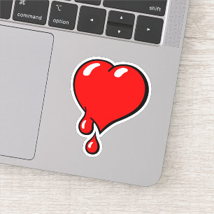 Vintage Rote Blutung Herz Liberaler Pop Kunst Aufkleber
