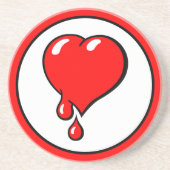 Vintage Rote Blutung Herz Liberaler Pop Kunst Getränkeuntersetzer (Vorne)