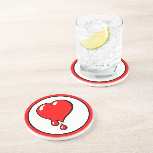 Vintage Rote Blutung Herz Liberaler Pop Kunst Getränkeuntersetzer (Seite)